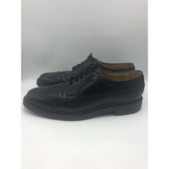 Vintage Florsheim Imperial Men's Black Leather Wing Tip Dress Shoes 9.5D - Picture 4 of 13